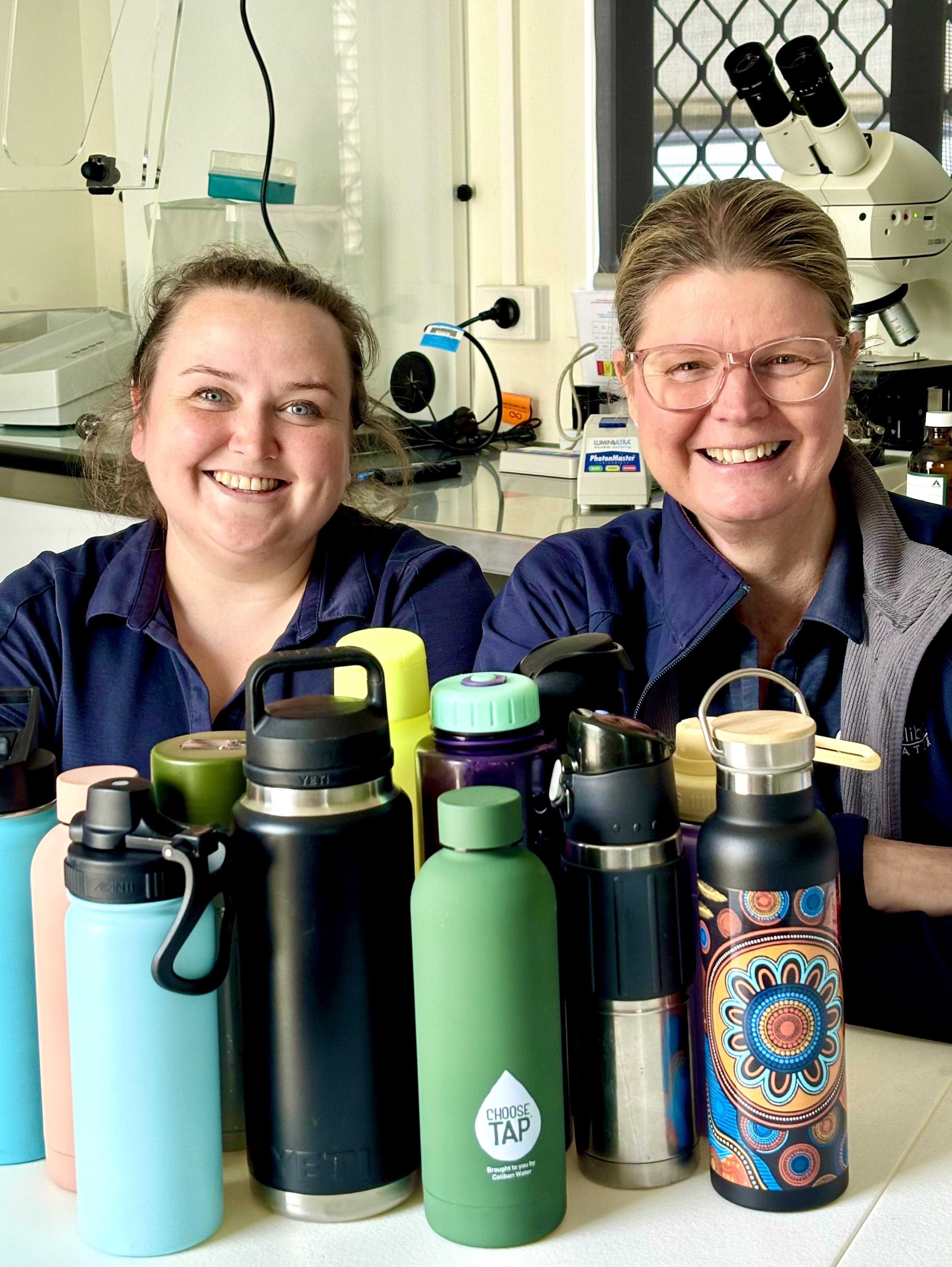 Water quality specialists Steffani Winchcomb and Sallyanne Bartlett